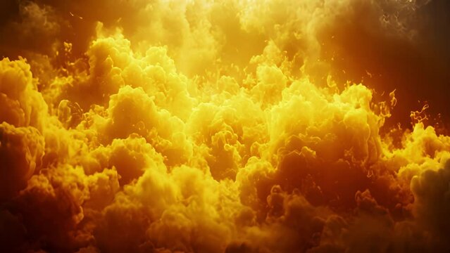 Yellow Orange mysterious fog on a black background. Ideas as a background texture or overlay. Mystery smoke. Spell or poison toxic clouds moving around smoothly 4k video 