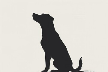 a minimalist illustration of a sleek, dog silhouetted against a stark white background