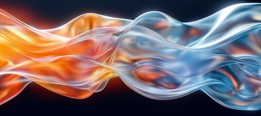Abstract fluid shapes in blue and orange