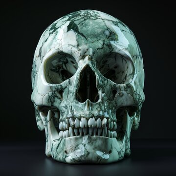 Realistic painting of bioluminescent skull