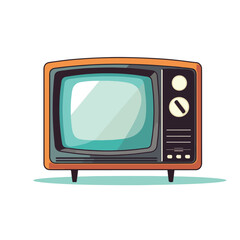old vintage television flat vector illustration iso