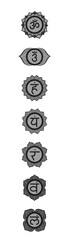 illustration of Tantra Sapta Chakra, seven meditation wheel various focal points, variety of ancient meditation practices.