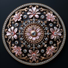 Decorative miniature, ornaments texture on a black background, royal style