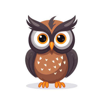 owl cartoon icon flat vector illustration isolated