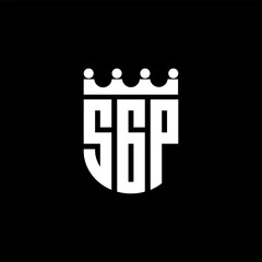 SGP letter logo design with black background in illustrator, cube logo, vector logo, modern alphabet font overlap style. calligraphy designs for logo, Poster, Invitation, etc.