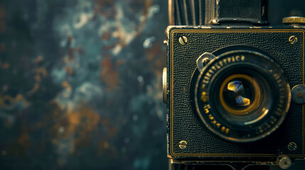 Vintage camera on abstract background