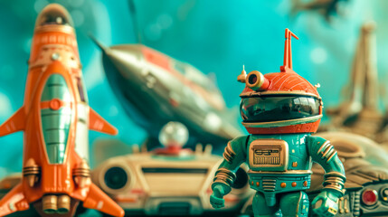 Vintage toy robot and spacecraft collection