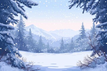 Winter Style Vector Illustration Border Banner Art Background with Empty Copy Space created with Generative AI Technology