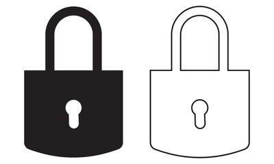 Lock icon, black isolated on white background, vector illustration. EPS 10