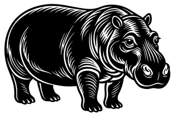 Hippopotamus silhouette  vector art illustration