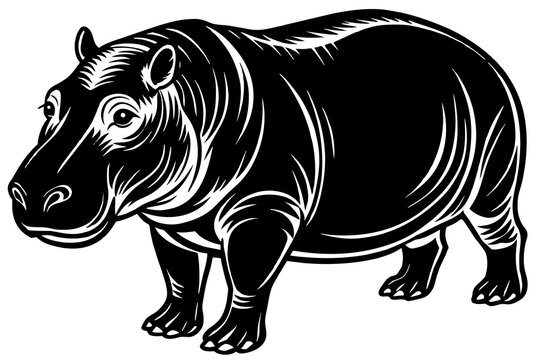 Hippopotamus silhouette  vector art illustration