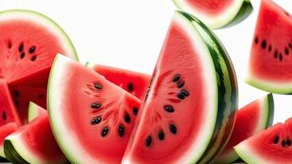 Slices of watermelon as background. Close up. generative ai