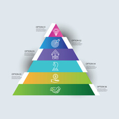 Vector pyramid up arrows infographic, diagram chart, triangle graph presentation
