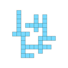 Creative vector illustration of blue crossword constructor, empty grid. Art design for magazine and newspaper template. Graphic abstract concept of boiling game elements