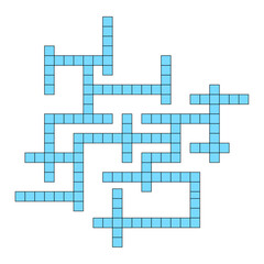 Creative vector illustration of blue crossword constructor, empty grid. Art design for magazine and newspaper template. Graphic abstract concept of boiling game elements