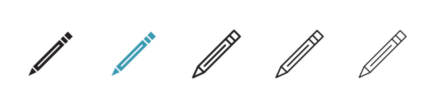 Artistic and Writer Pencil Icons. Creative Drawing and Writing Instruments.