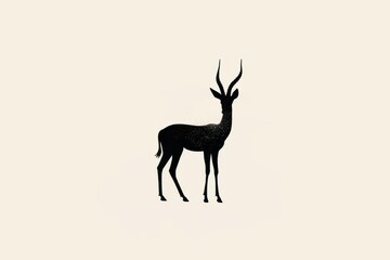 minimalist illustration, sleek gazelle silhouetted, stark white background