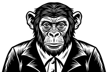 Chimpanzee silhouette  vector art illustration