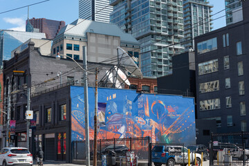 Fototapeta premium mural at parking lot of Bell Media Studios located at 299 Queen Street West in Toronto, Canada