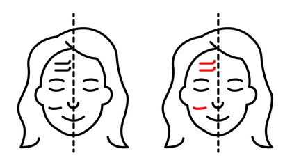 Facelift Procedure and Skincare Icons. Symbols of Cosmetic Surgery and Skin Tightening