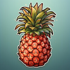 Pineapple. Sticker style vector illustration.