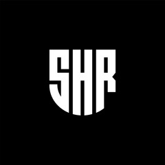 SHR letter logo design with black background in illustrator, cube logo, vector logo, modern alphabet font overlap style. calligraphy designs for logo, Poster, Invitation, etc.
