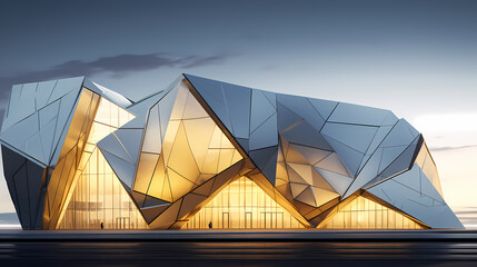 Modern abstract style cube shape building exterior