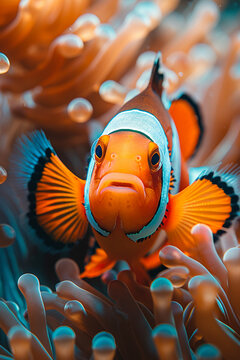 Vibrant Clownfish Amidst Anemone Sanctuary