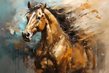 abstract artistic background with a horse, in oil paint type design
