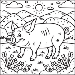 Domestic animals coloring pages. Domestic animals outline vector