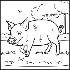 Domestic animals coloring pages. Domestic animals outline vector