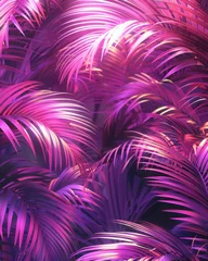 Gordijnen Purple Palm Trees in a Field © jiawei