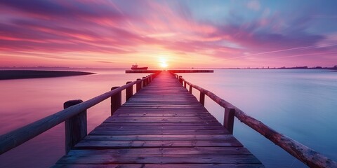 Obraz premium Sun Setting Over Dock on Water