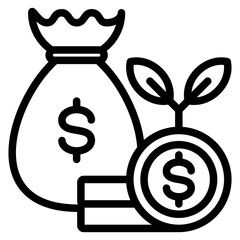 Wealth Growth Outline Icon