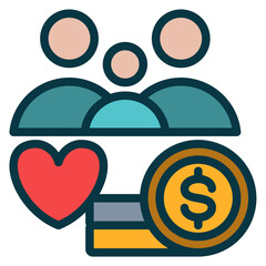 Family Wealth Outline Color Icon