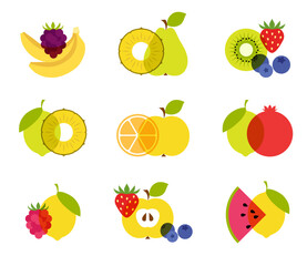 1460_Set of colorful fruit icons - 765695595