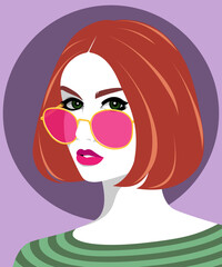 1462_Beautiful redhead woman wearing glasses