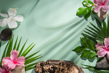 Composition made of meadow flowers and leaves on pink background. Flat lay. View from above