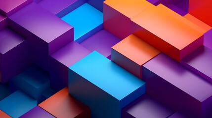 Abstract 3d render, colorful geometric background design 