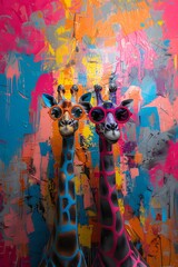 pop art giraffe - illustration - ai generated