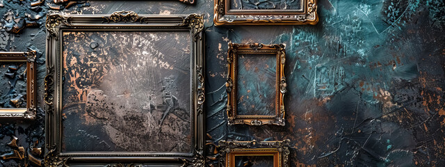 Vintage picture frames on abstract background