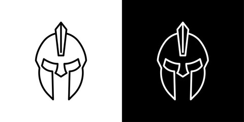 Spartan Helmet and Warrior Mask Icons. Gladiator Superhero and Knight Warrior Mask Symbols.