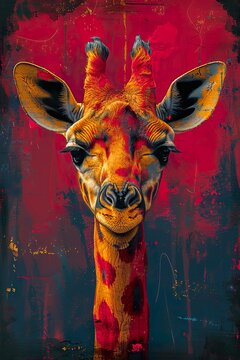 pop art giraffe - illustration - ai generated