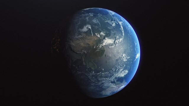 China Asia Earth Slow Zoom in Space View Planet Realistic 