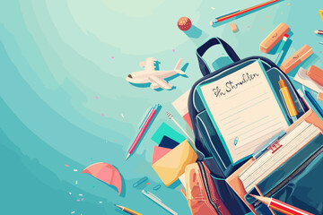Back to school supplies and stationery, education and learning concept, vector illustration. - obrazy, fototapety, plakaty