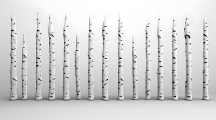 Birch Trees Icon 3d