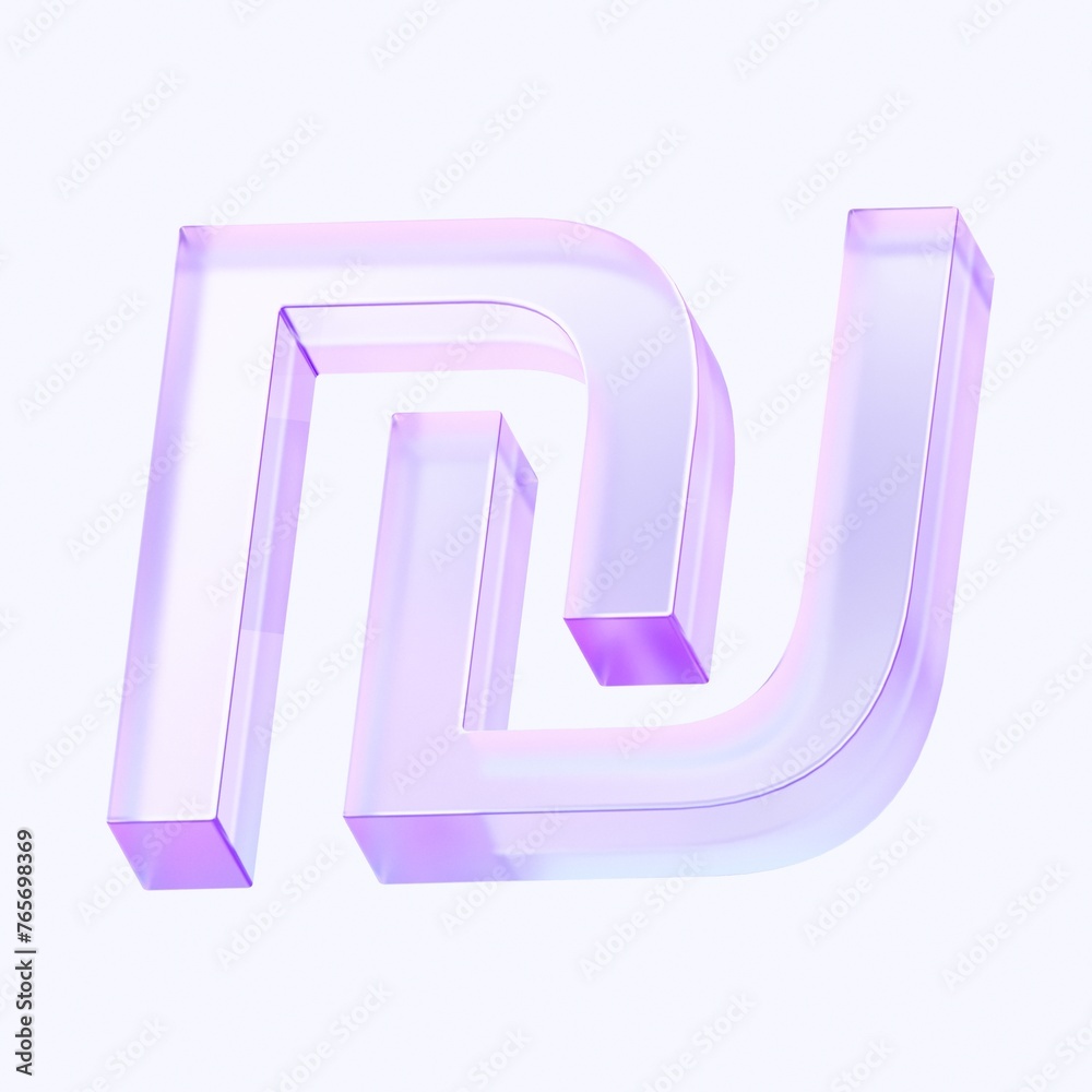 Fototapete shekel icon with colorful gradient. 3d rendering illustration for graphic design, ui ux design, presentation or background . shape with glass effect	