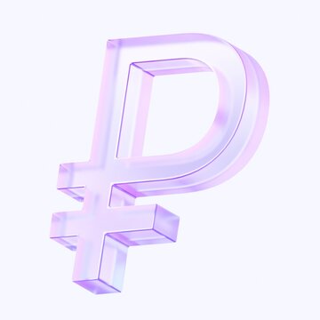 ruble icon with colorful gradient. 3d rendering illustration for graphic design, ui ux design, presentation or background . shape with glass effect	