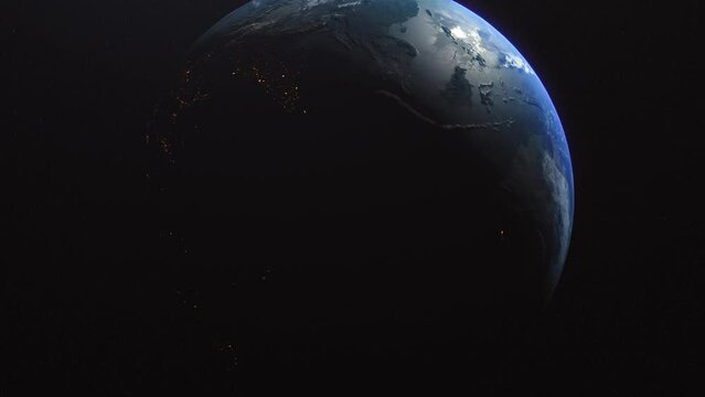 Cinematic Earth Slow Orbit Zoom in Sun Flare Close Up: China PRC Asia 4K ProRes 422 HQ