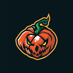 Pumpkins mascot logo design with modern illustration concept style for badge, emblem and t shirt printing. Angry pumpkins illustration.